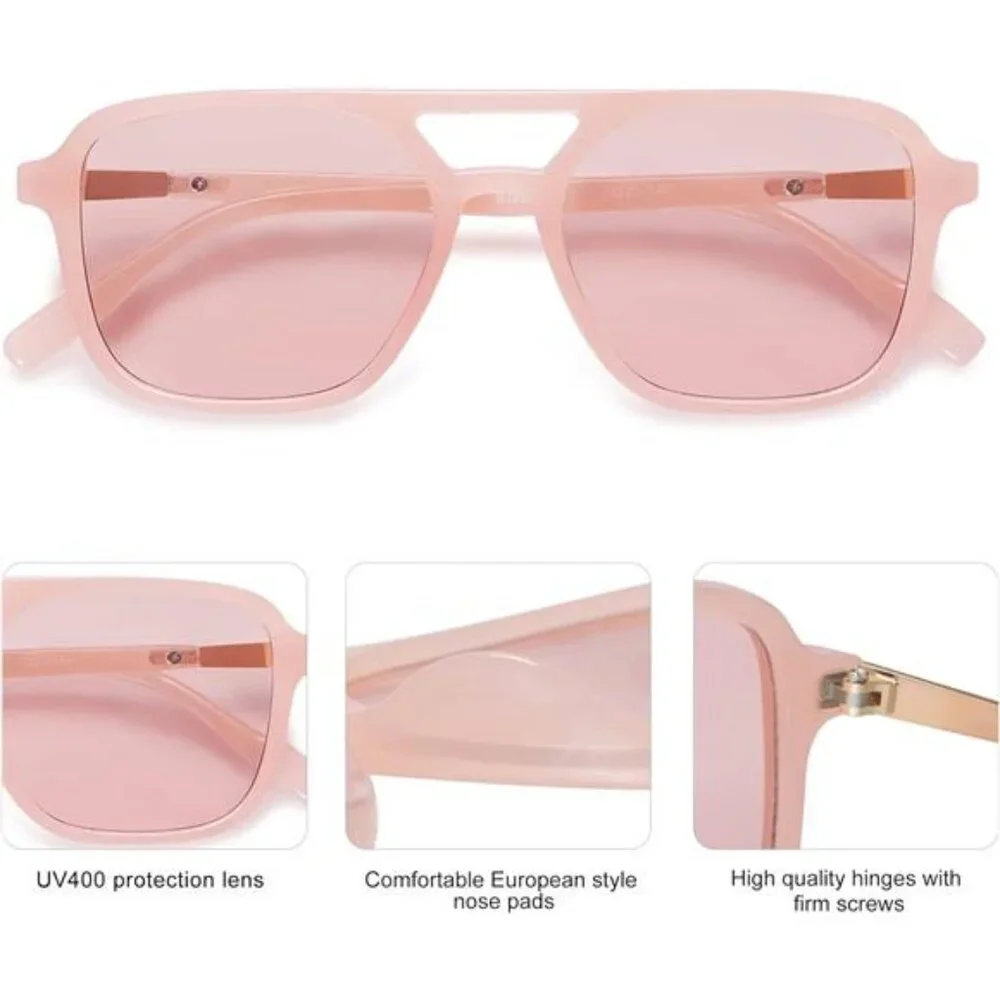 Retro Aviator Sunglasses for Women Men Pink/Pink